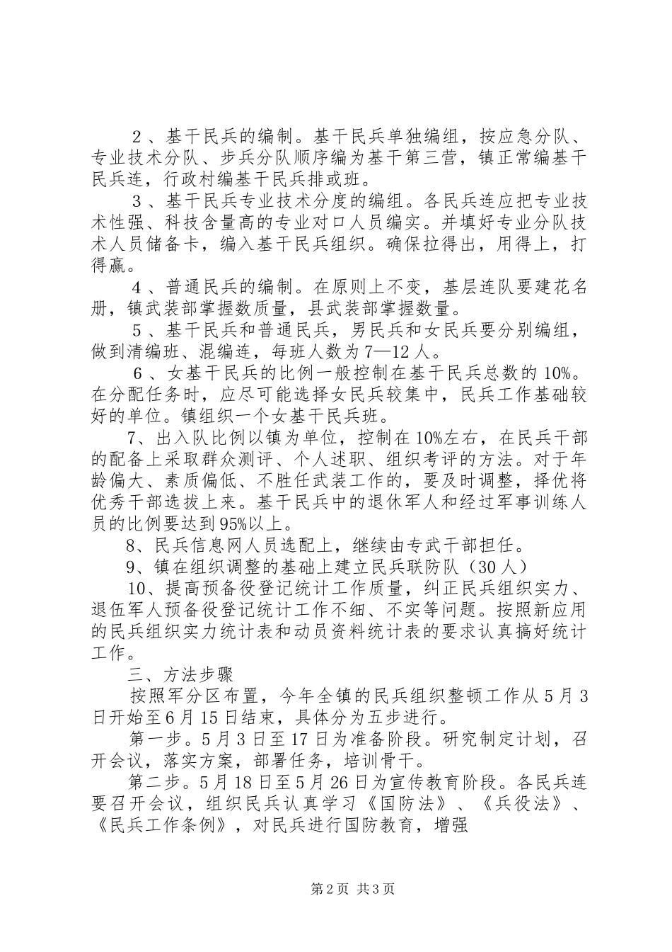 2024年民兵组织武装工作整顿方案_第2页