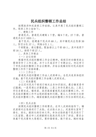2024年民兵组织整顿工作总结