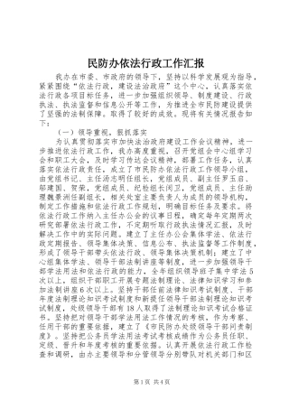2024年民防办依法行政工作汇报