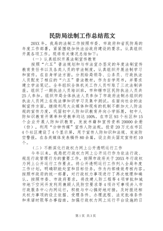 2024年民防局法制工作总结范文
