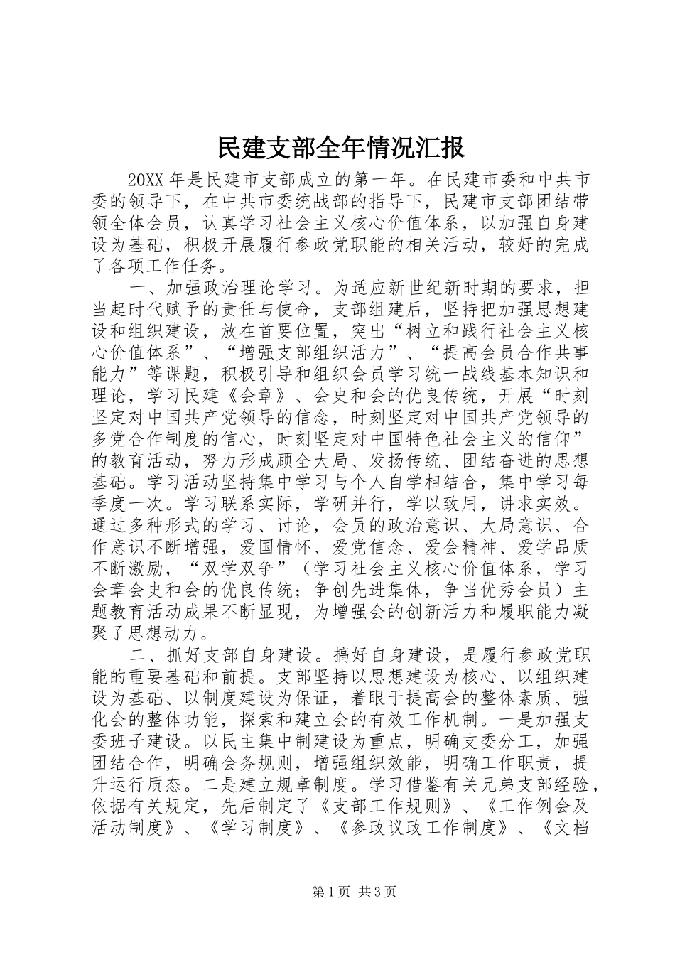2024年民建支部全年情况汇报_第1页