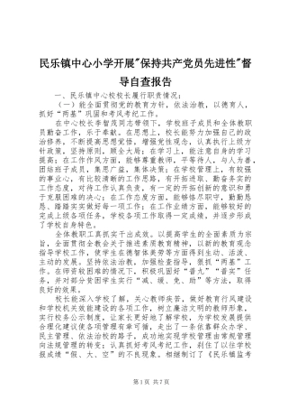 2024年民乐镇中心小学开展保持共产党员先进性督导自查报告