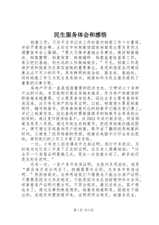 2024年民生服务体会和感悟