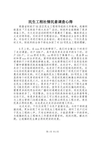 2024年民生工程社情民意调查心得