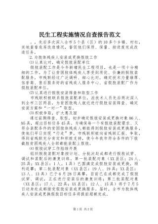 2024年民生工程实施情况自查报告范文