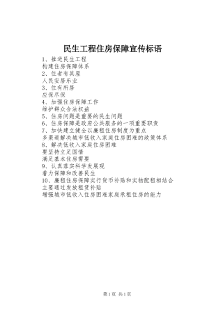 2024年民生工程住房保障宣传标语