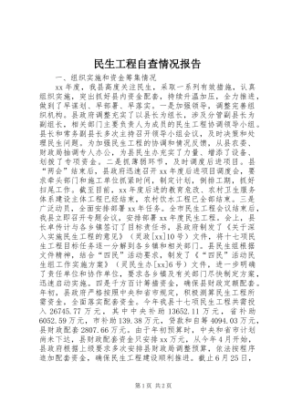 2024年民生工程自查情况报告