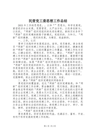 2024年民营党工委思想工作总结