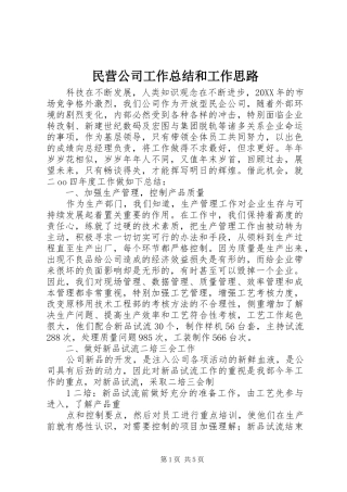 2024年民营公司工作总结和工作思路