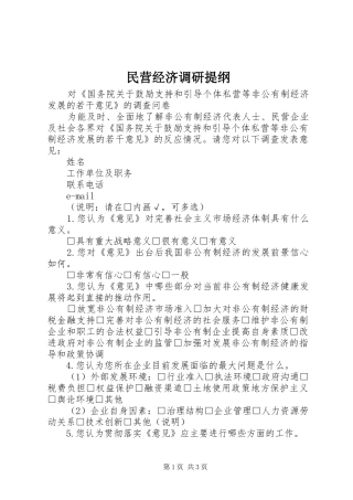 2024年民营经济调研提纲