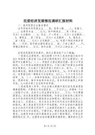 2024年民营经济发展情况调研汇报材料