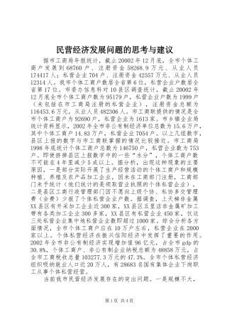 2024年民营经济发展问题的思考与建议