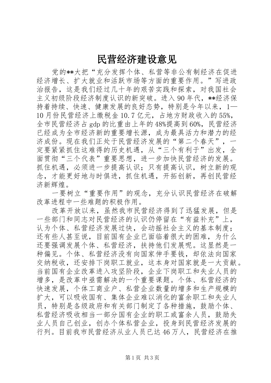 2024年民营经济建设意见_第1页