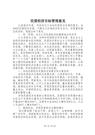 2024年民营经济目标管理意见