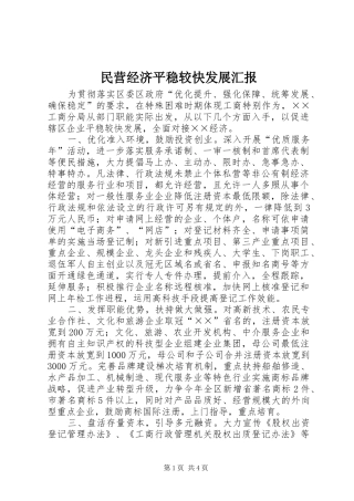 2024年民营经济平稳较快发展汇报