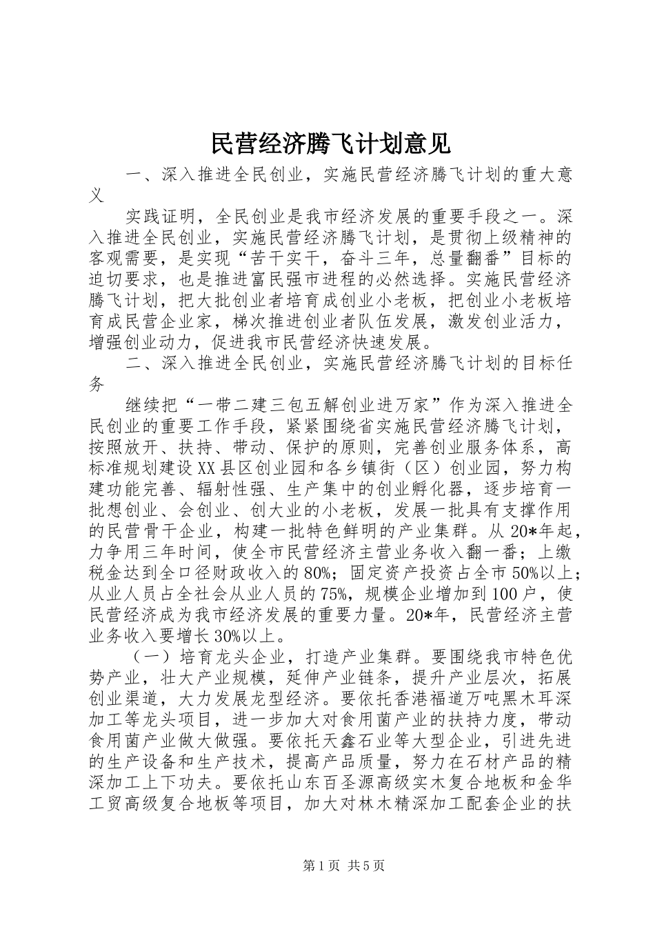 2024年民营经济腾飞计划意见_第1页
