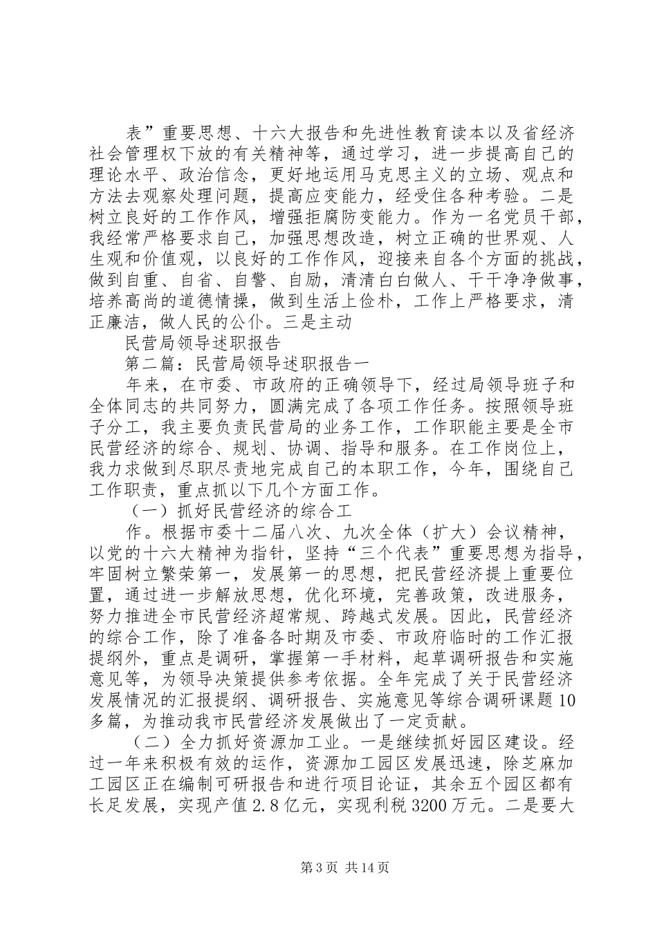 2024年民营局领导述职报告_第3页