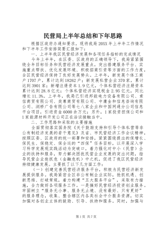 2024年民营局上半年总结和下年思路