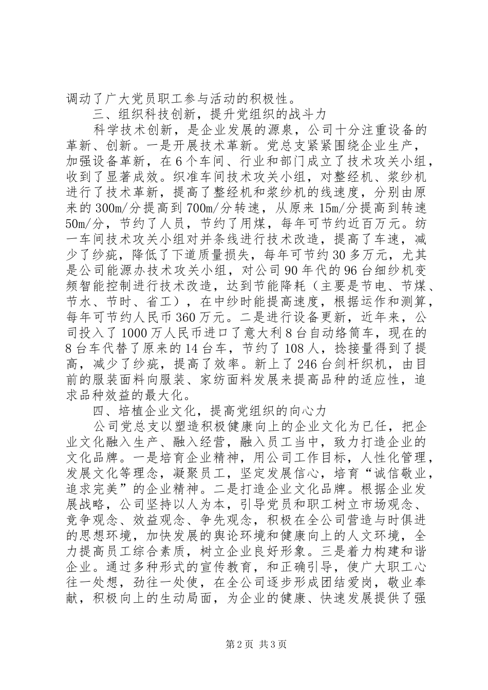 2024年民营企业党总支交流材料_第2页