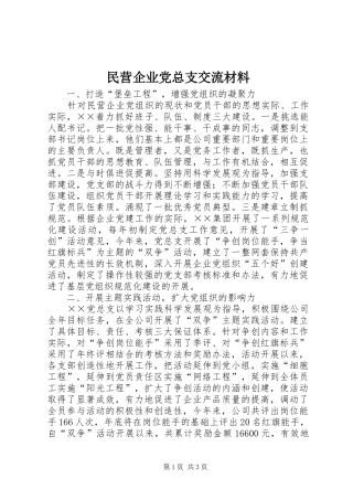 2024年民营企业党总支交流材料