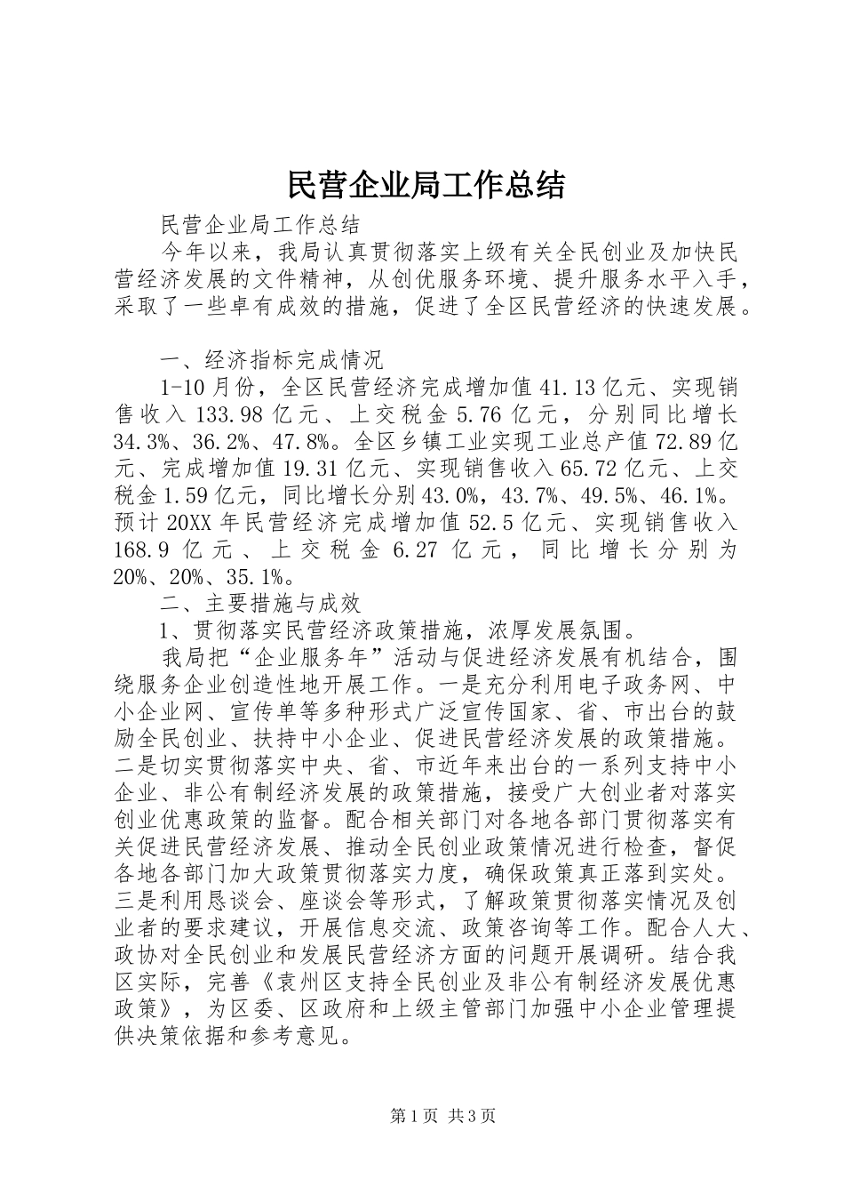 2024年民营企业局工作总结_第1页