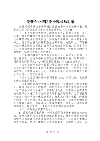 2024年民营企业消防安全现状与对策