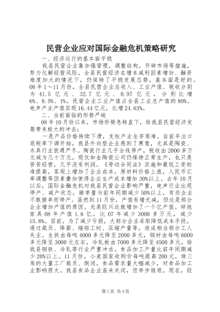 2024年民营企业应对国际金融危机策略研究