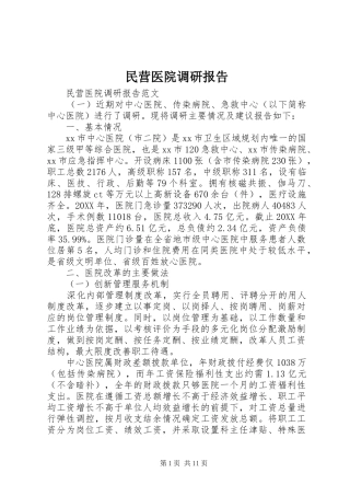 2024年民营医院调研报告