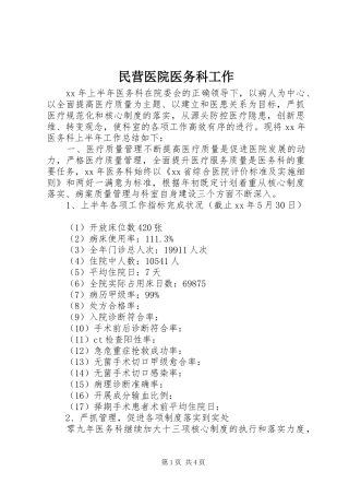 2024年民营医院医务科工作