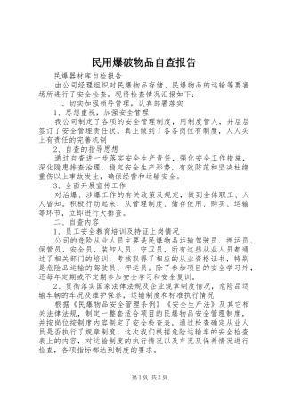 2024年民用爆破物品自查报告