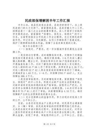 2024年民政部保增解困半年工作汇报