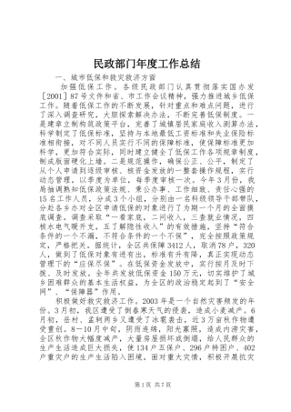 2024年民政部门年度工作总结