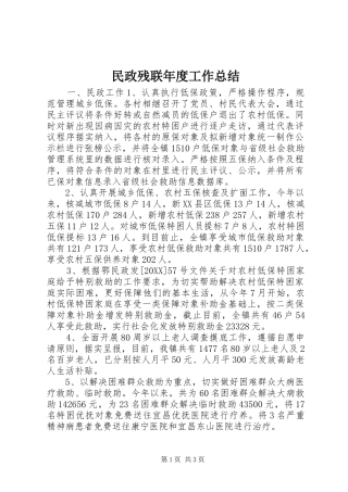 2024年民政残联年度工作总结