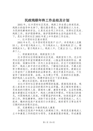 2024年民政残联年终工作总结及计划