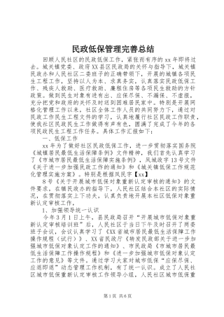 2024年民政低保管理完善总结