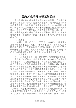 2024年民政对象清理检查工作总结