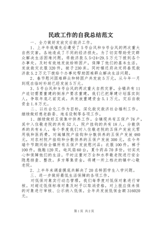 2024年民政工作的自我总结范文
