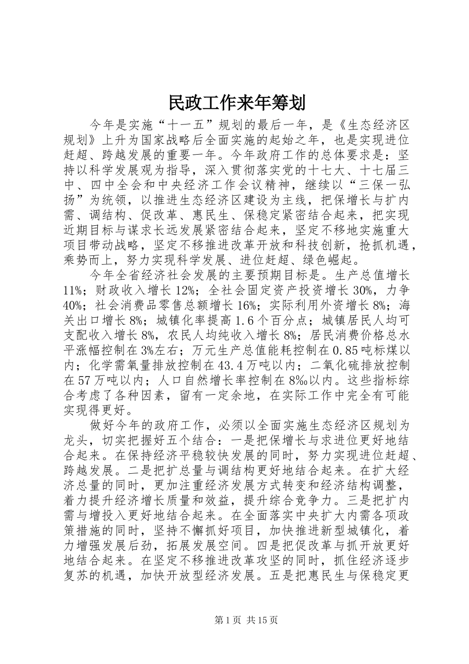 2024年民政工作来年筹划_第1页