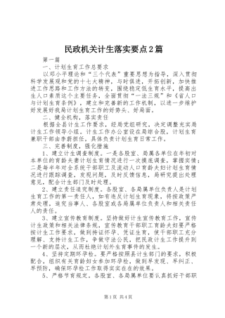 2024年民政机关计生落实要点篇