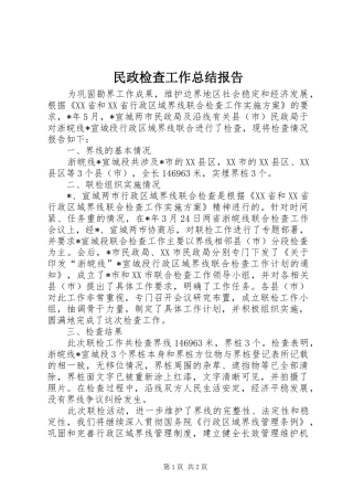 2024年民政检查工作总结报告