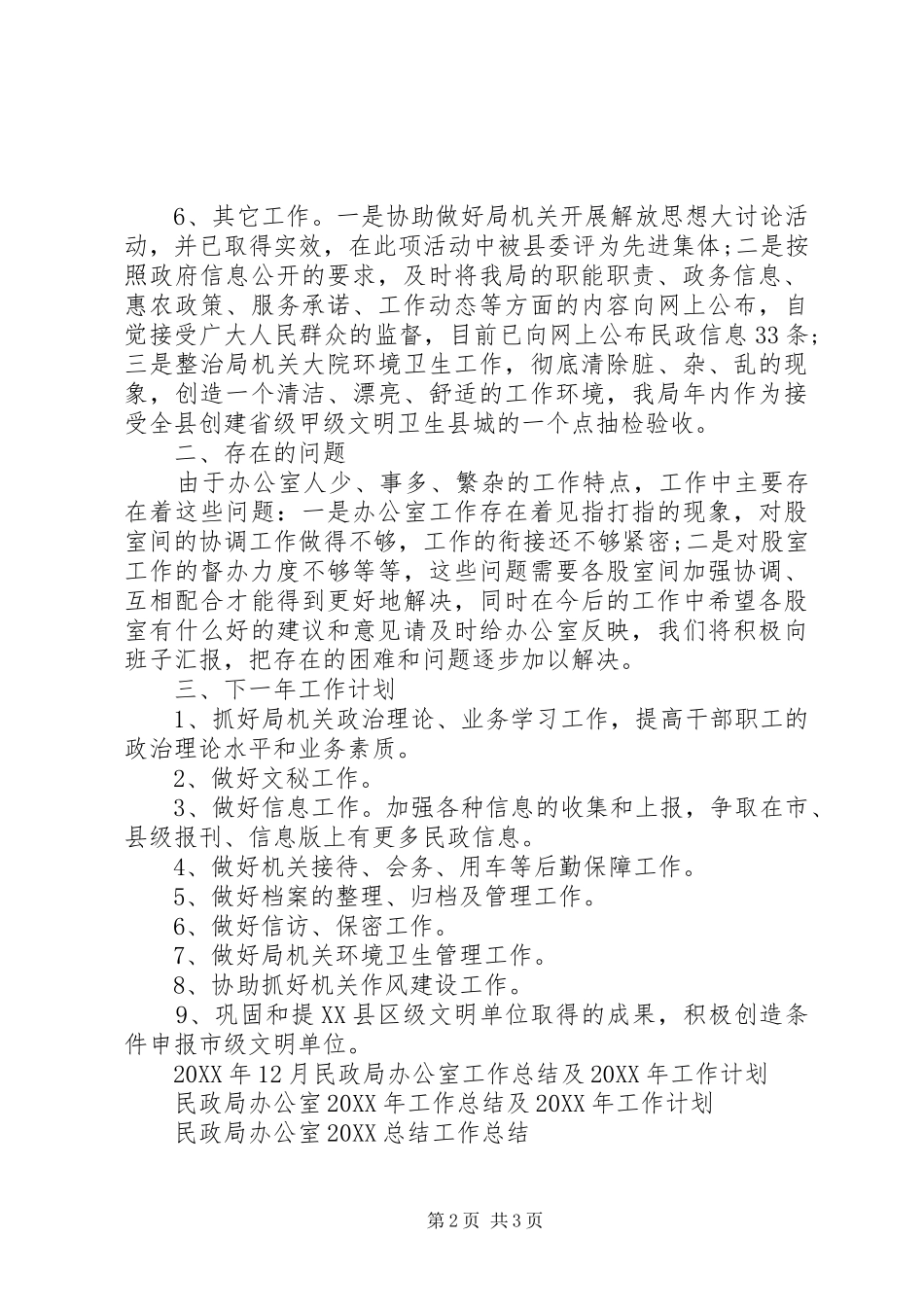 2024年民政局办公室的工作总结_第2页