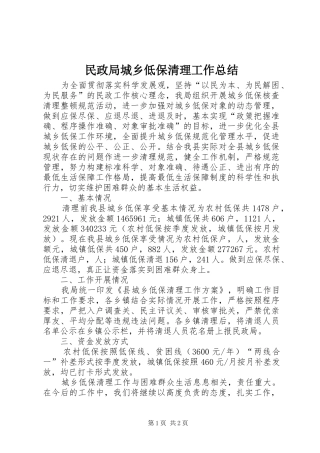 2024年民政局城乡低保清理工作总结