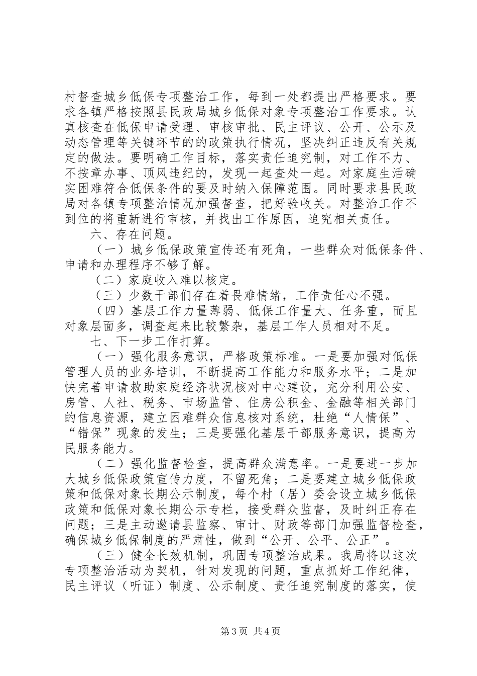 2024年民政局城乡低保专项整治工作总结_第3页