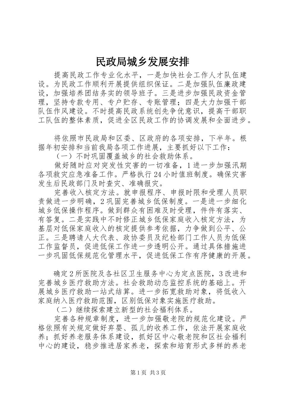 2024年民政局城乡发展安排_第1页