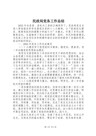 2024年民政局党务工作总结