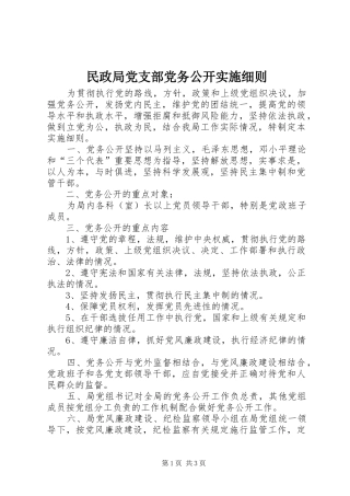 2024年民政局党支部党务公开实施细则