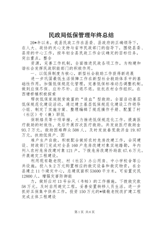 2024年民政局低保管理年终总结