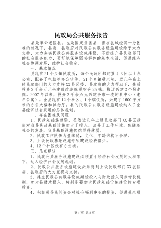 2024年民政局公共服务报告