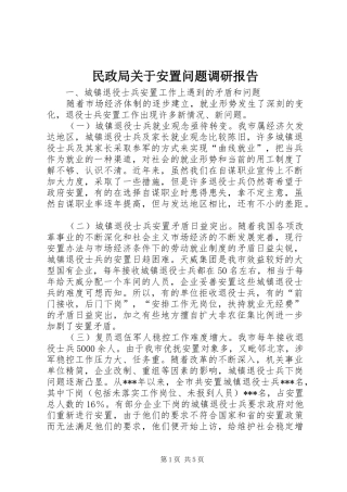 2024年民政局关于安置问题调研报告