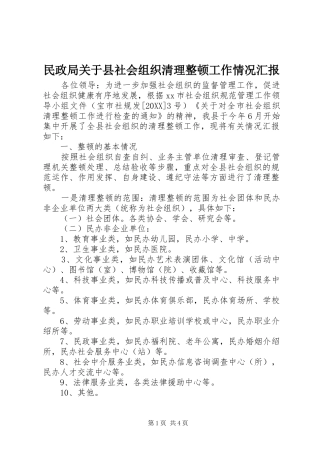 2024年民政局关于县社会组织清理整顿工作情况汇报